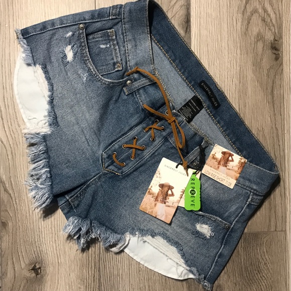 Sincerly Jules Pants - NWT Sincerely Jules low rise short distressed leather cord tie size 7 /28